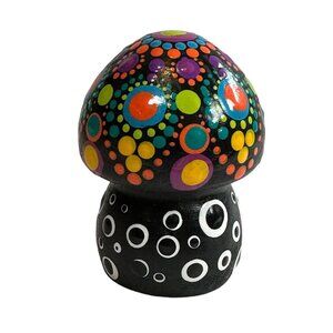Hand-Painted Dot Art Mandala Mushroom Psychedelic Figure Paperweight Retro Boho